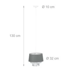 Hängelampe In Grau- (H)130 X Ø 32 Cm 11 Hängelampe In Grau- (H)130 X Ø 32 Cm -Relaxdays relaxdays hangelampe in grau h 130 x o 32 cm 3