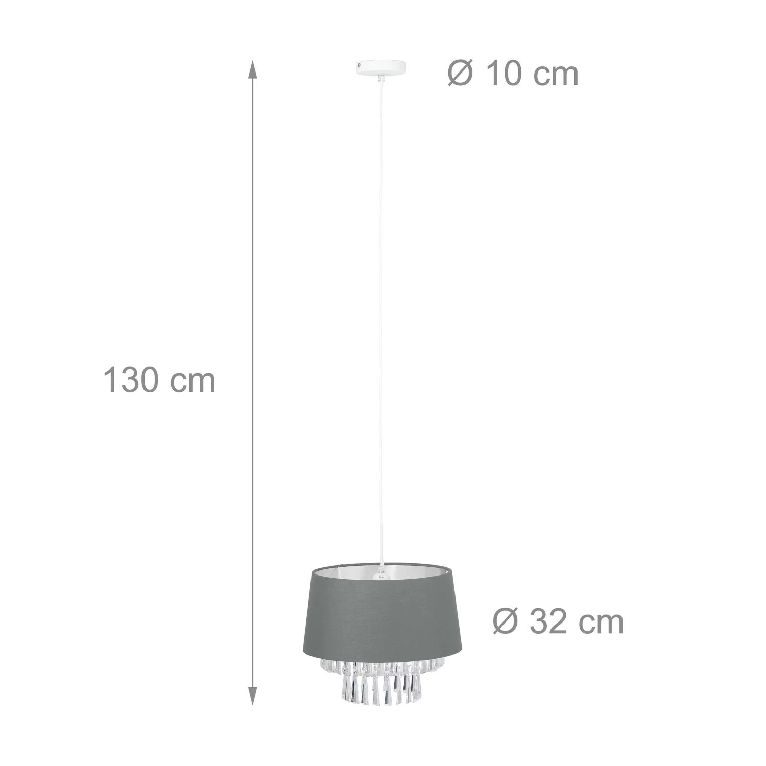 Hängelampe In Grau- (H)130 X Ø 32 Cm 4 Hängelampe In Grau- (H)130 X Ø 32 Cm – Bild 4