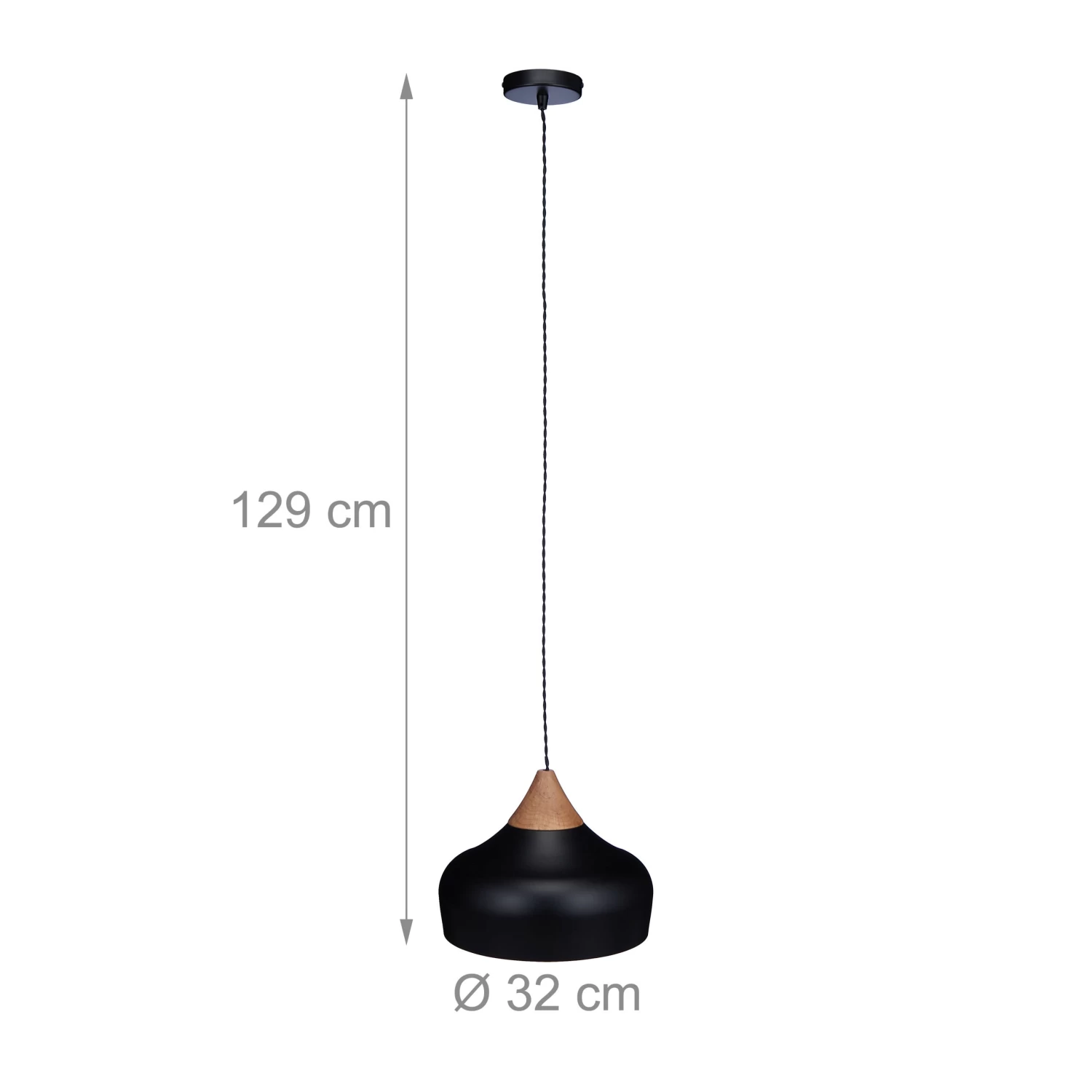 Hängelampe In Schwarz/ Natur - (H)129 X Ø 32 Cm 4 Hängelampe In Schwarz/ Natur - (H)129 X Ø 32 Cm – Bild 4