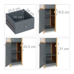 Hochschrank In Grau - (B)31,5 X (H)165 X (T)29 Cm -Relaxdays relaxdays hochschrank in grau b 31 5 x h 165 x t 29 cm 4