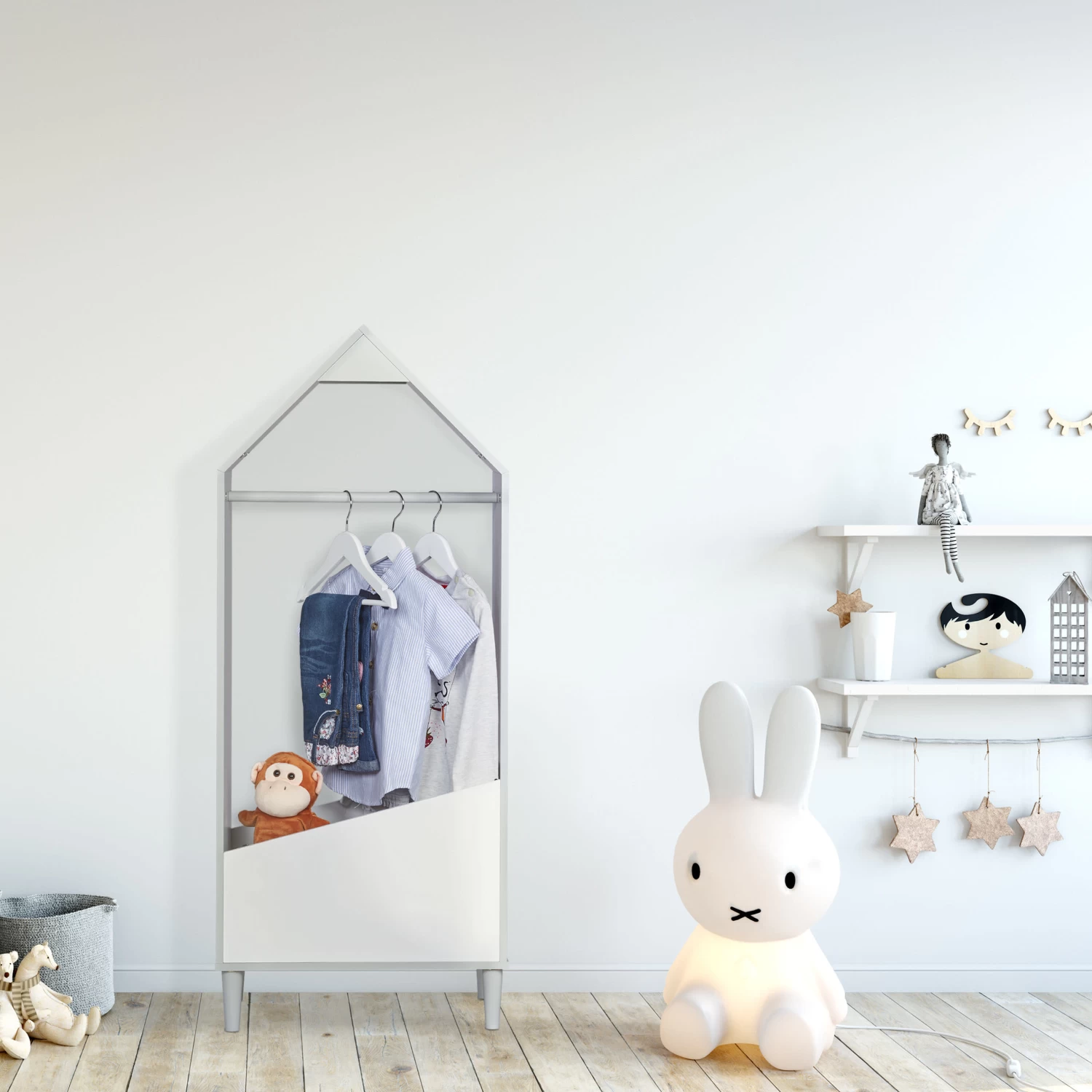 Kinder-Kleiderständer In Grau/ Weiß - (B)48 X (H)117 X (T)30 Cm 2 Kinder-Kleiderständer In Grau/ Weiß - (B)48 X (H)117 X (T)30 Cm – Bild 2