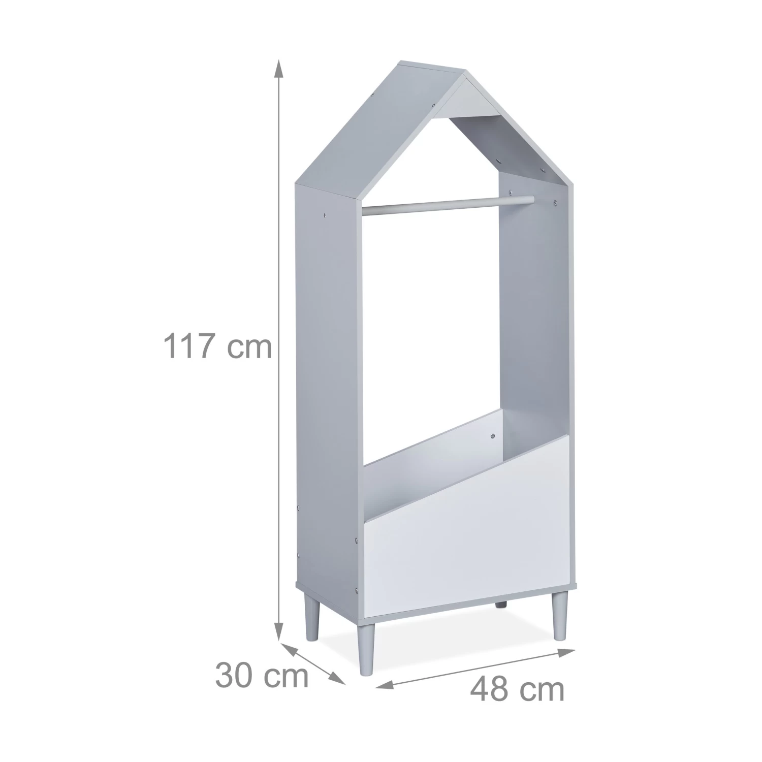 Kinder-Kleiderständer In Grau/ Weiß - (B)48 X (H)117 X (T)30 Cm 4 Kinder-Kleiderständer In Grau/ Weiß - (B)48 X (H)117 X (T)30 Cm – Bild 4