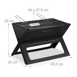 Klappgrill In Schwarz - (B)45,5x (H)30 X (T)30 Cm -Relaxdays relaxdays klappgrill in schwarz b 45 5x h 30 x t 30 cm 3