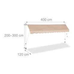 Klemmmarkise In Beige 400 X 120 Cm -Relaxdays relaxdays klemmmarkise in beige 400 x 120 cm 3