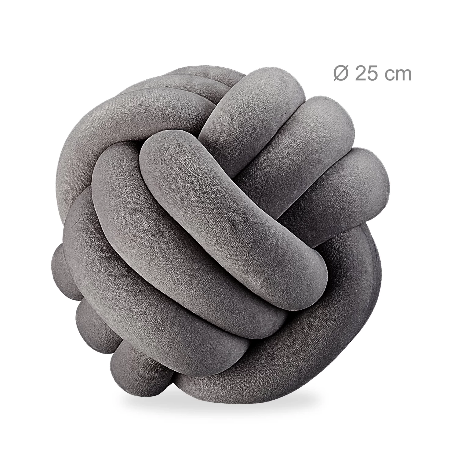 Knotenkissen In Dunkelgrau - Ø 25 Cm 4 Knotenkissen In Dunkelgrau - Ø 25 Cm – Bild 4