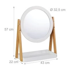 Kosmetikspiegel In Weiß/Natur - Ø 32,5 Cm -Relaxdays relaxdays kosmetikspiegel in weiss natur o 32 5 cm 3