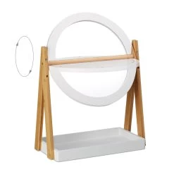 Kosmetikspiegel In Weiß/Natur - Ø 32,5 Cm -Relaxdays relaxdays kosmetikspiegel in weiss natur o 32 5 cm 5