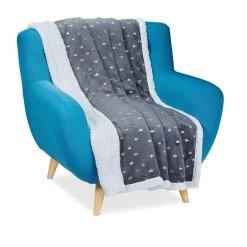 Kuscheldecke Krone In Grau/Weiß - (B)150 X (T)200 Cm