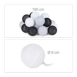 LED Lichterkette In Weiß/Grau/Schwarz (L)160 Cm -Relaxdays relaxdays led lichterkette in weiss grau schwarz l 160 cm 3