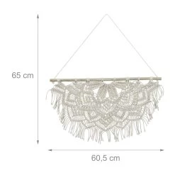 Makramee Wandbehang In Creme - (B)60,5 X (H)65 Cm -Relaxdays relaxdays makramee wandbehang in creme b 60 5 x h 65 cm 3