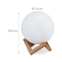 Mondlampe 3D 2 Farben In Weiß Ø 15cm -Relaxdays relaxdays mondlampe 3d 2 farben in weiss o 15cm 3