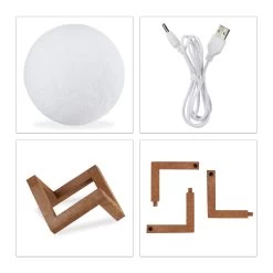 Mondlampe 3D 2 Farben In Weiß Ø 15cm -Relaxdays relaxdays mondlampe 3d 2 farben in weiss o 15cm 5