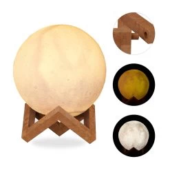 Mondlampe 3D 2 Farben In Weiß Ø 15cm -Relaxdays relaxdays mondlampe 3d 2 farben in weiss o 15cm 7