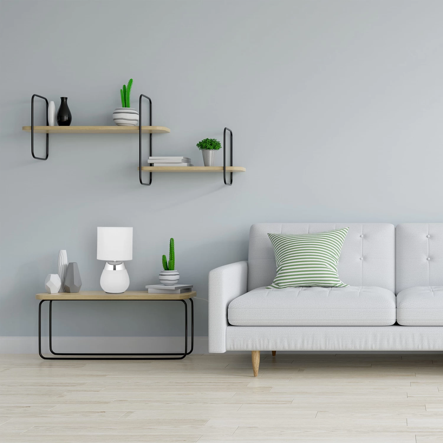 Nachttischlampe In Grau/Silber - (H)32,5 X Ø 18 Cm 5 Nachttischlampe In Grau/Silber - (H)32,5 X Ø 18 Cm – Bild 5