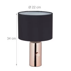 Nachttischlampe In Schwarz/ Roségold -Relaxdays relaxdays nachttischlampe in schwarz rosegold 3