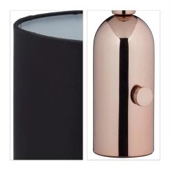 Nachttischlampe In Schwarz/ Roségold -Relaxdays relaxdays nachttischlampe in schwarz rosegold 6