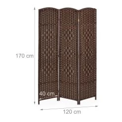 Paravent In Braun - (B)120 X (H)170 Cm -Relaxdays relaxdays paravent in braun b 120 x h 170 cm 3