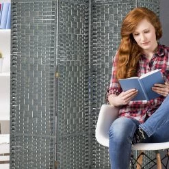 Paravent In Grau - (B)160 X (H)170 -Relaxdays relaxdays paravent in grau b 160 x h 170 2