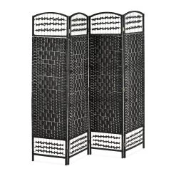 Paravent In Schwarz/ Natur - (B)180 X (H)180 Cm
