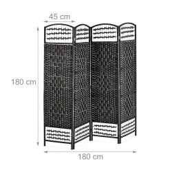 Paravent In Schwarz/ Natur - (B)180 X (H)180 Cm -Relaxdays relaxdays paravent in schwarz natur b 180 x h 180 cm 3