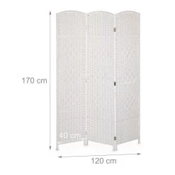 Paravent In Weiß - (B)120 X (H)170 Cm -Relaxdays relaxdays paravent in weiss b 120 x h 170 cm 3