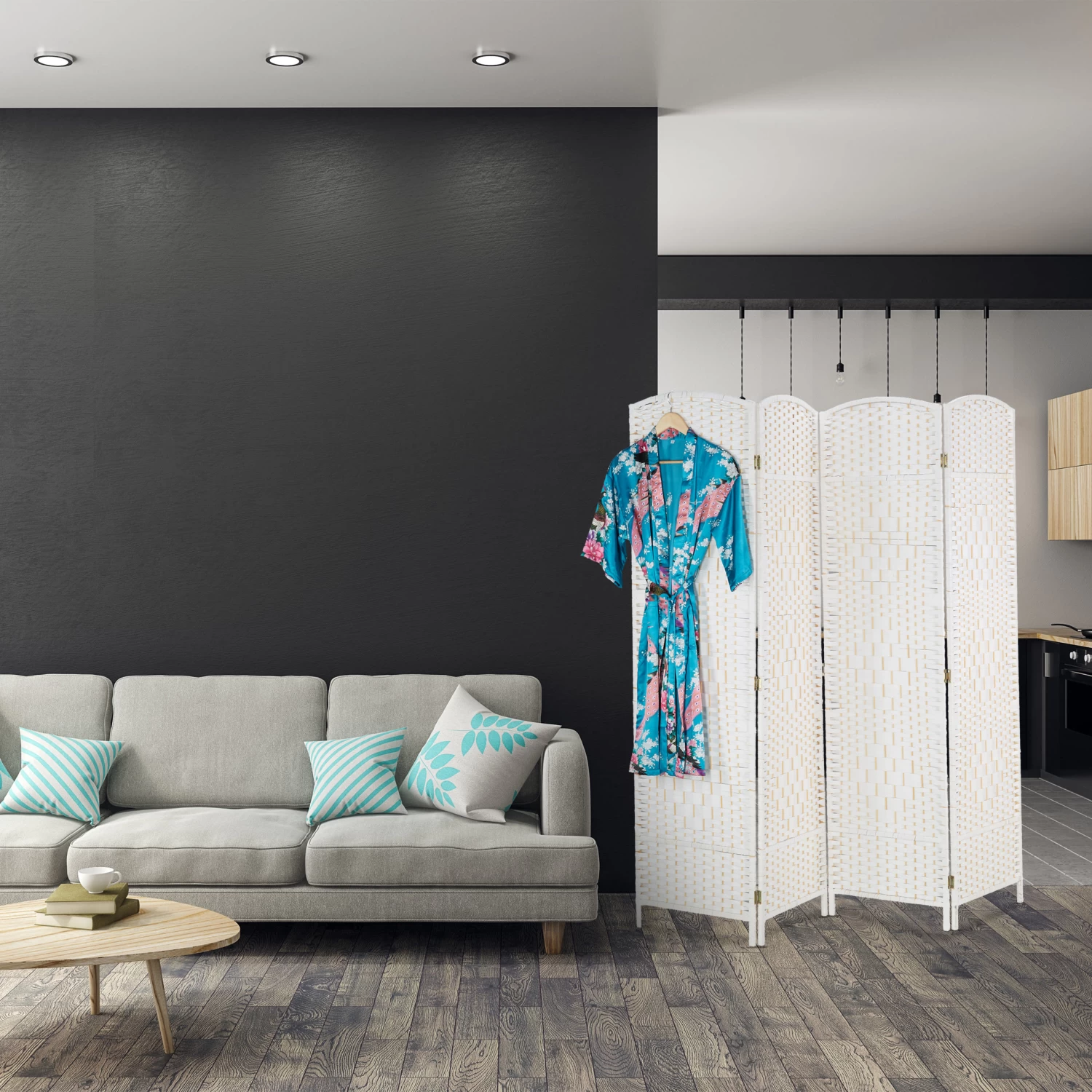 Paravent In Weiß - (B)180 X (H)180cm 2 Paravent In Weiß - (B)180 X (H)180cm – Bild 2