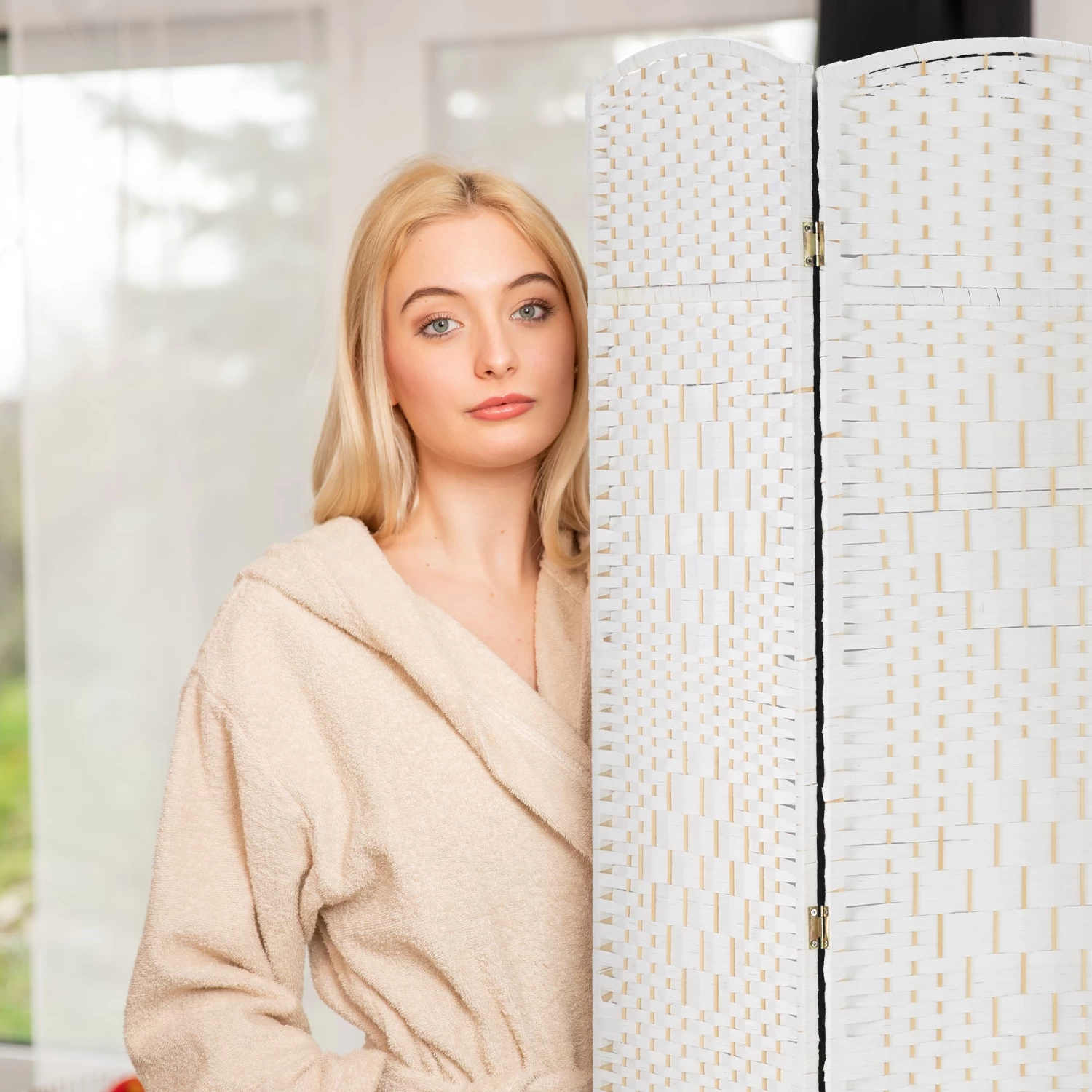 Paravent In Weiß - (B)180 X (H)180cm 3 Paravent In Weiß - (B)180 X (H)180cm – Bild 3