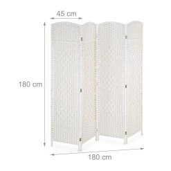 Paravent In Weiß - (B)180 X (H)180cm 11 Paravent In Weiß - (B)180 X (H)180cm -Relaxdays relaxdays paravent in weiss b 180 x h 180cm 3
