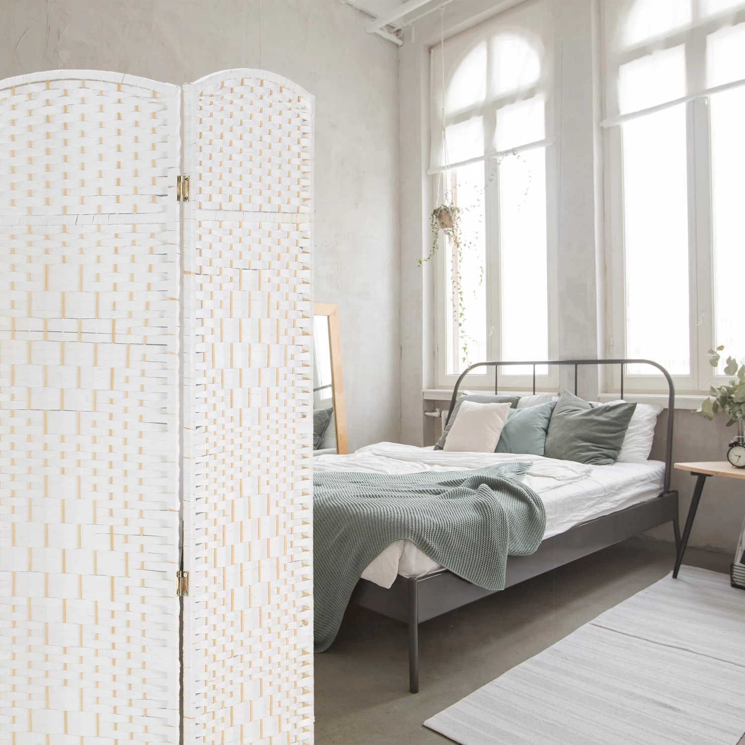 Paravent In Weiß - (B)180 X (H)180cm 5 Paravent In Weiß - (B)180 X (H)180cm – Bild 5