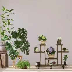 Pflanzenregal In Dunkelbraun - (B)119 X (H)83 X (T)36 Cm -Relaxdays relaxdays pflanzenregal in dunkelbraun b 119 x h 83 x t 36 cm 4