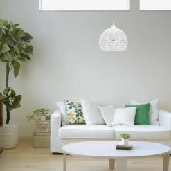 Rattanlampe In Weiß - Ø 28 Cm -Relaxdays relaxdays rattanlampe in weiss o 28 cm 2