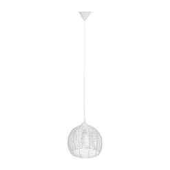 Rattanlampe In Weiß - Ø 28 Cm