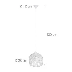 Rattanlampe In Weiß - Ø 28 Cm -Relaxdays relaxdays rattanlampe in weiss o 28 cm 3