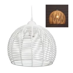 Rattanlampe In Weiß - Ø 28 Cm -Relaxdays relaxdays rattanlampe in weiss o 28 cm 7