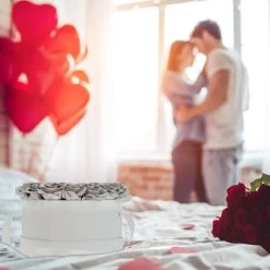 Rosenbox In Weiß/ Silber -Relaxdays relaxdays rosenbox in weiss silber 4