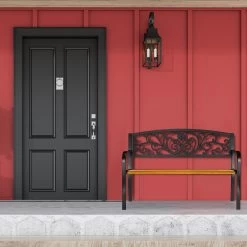 Rustikale Gartenbank Metall & Holz -Relaxdays relaxdays rustikale gartenbank metall and holz 2