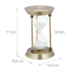 Sanduhr "30 Min" In Messing - (H)17 X Ø 10,5 Cm -Relaxdays relaxdays sanduhr 30 min in messing h 17 x o 10 5 cm 3