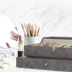 Schmuckkästchen In Braun - (B)34 X (H)13 X (T)31 Cm -Relaxdays relaxdays schmuckkastchen in braun b 34 x h 13 x t 31 cm 4