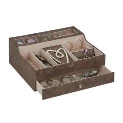 Schmuckkästchen In Braun - (B)34 X (H)13 X (T)31 Cm -Relaxdays relaxdays schmuckkastchen in braun b 34 x h 13 x t 31 cm 7