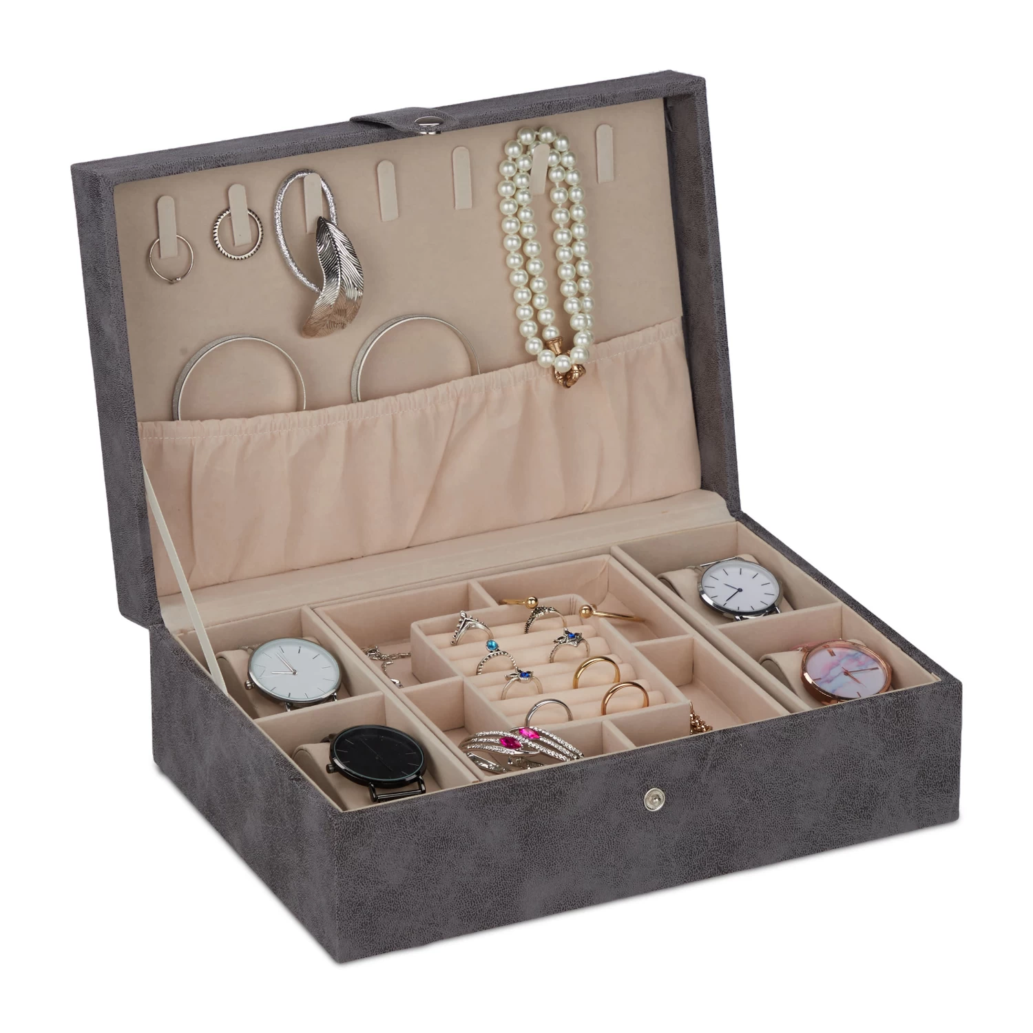Schmuckkästchen In Grau - (B)29 X (H)10 X (T)20 Cm 8 Schmuckkästchen In Grau - (B)29 X (H)10 X (T)20 Cm – Bild 8