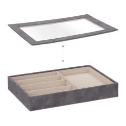 Schmuckkästchen In Grau - (B)30 X (H)5 X (T)21 Cm -Relaxdays relaxdays schmuckkastchen in grau b 30 x h 5 x t 21 cm 5