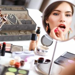 Schmuckkästchen In Grau - (B)34 X (H)13 X (T)31 Cm -Relaxdays relaxdays schmuckkastchen in grau b 34 x h 13 x t 31 cm 2