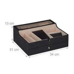 Schmuckkästchen In Schwarz - (B)34 X (H)13 X (T)31 Cm -Relaxdays relaxdays schmuckkastchen in schwarz b 34 x h 13 x t 31 cm 3