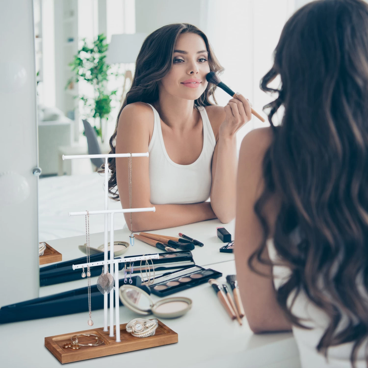 Schmuckständer "Höhenverstellbar" In Weiß - (B)28 X (H)42-61,5 X (T)10,5 Cm 3 Schmuckständer "Höhenverstellbar" In Weiß - (B)28 X (H)42-61,5 X (T)10,5 Cm – Bild 3