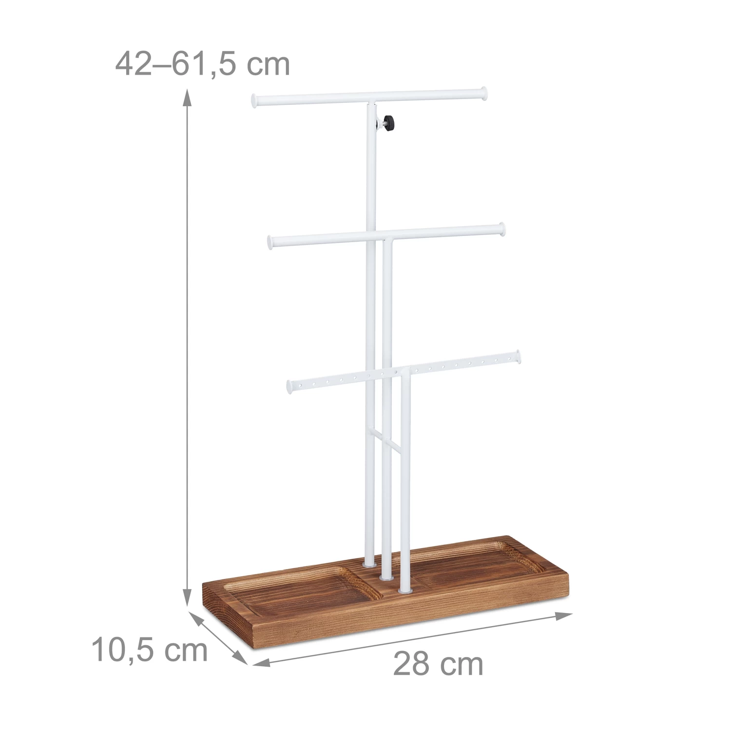 Schmuckständer "Höhenverstellbar" In Weiß - (B)28 X (H)42-61,5 X (T)10,5 Cm 4 Schmuckständer "Höhenverstellbar" In Weiß - (B)28 X (H)42-61,5 X (T)10,5 Cm – Bild 4