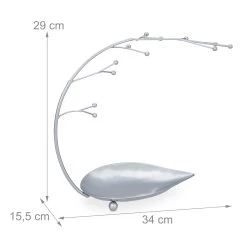 Schmuckständer In Silber - (B)34 X (H)29 X (T)15,5 Cm -Relaxdays relaxdays schmuckstander in silber b 34 x h 29 x t 15 5 cm 3