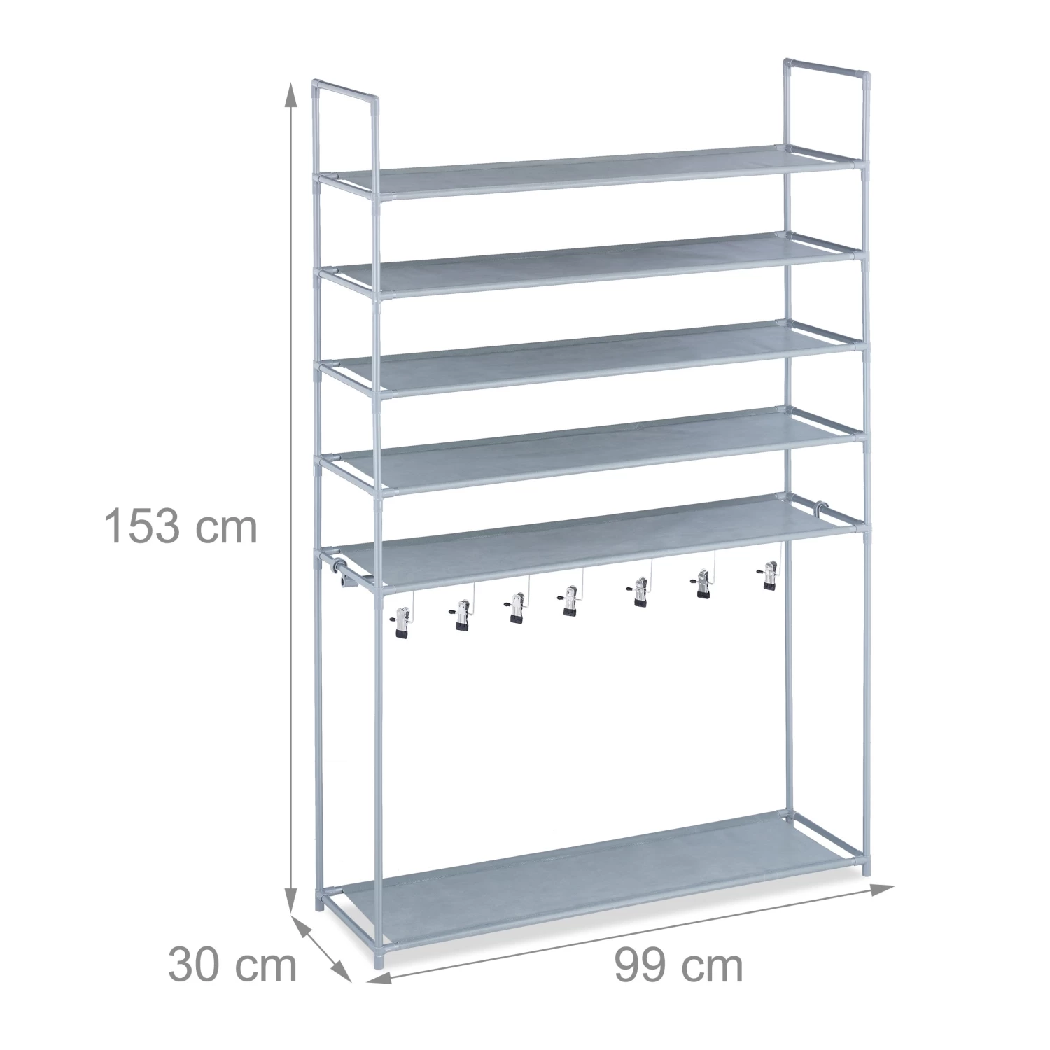 Schuhregal In Grau - (B)99 X (H)153 X (T)30 Cm 4 Schuhregal In Grau - (B)99 X (H)153 X (T)30 Cm – Bild 4