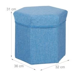 Sitzhocker In Blau - (B)36 X (H)31 X (T)32 Cm -Relaxdays relaxdays sitzhocker in blau b 36 x h 31 x t 32 cm 3
