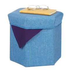 Sitzhocker In Blau - (B)36 X (H)31 X (T)32 Cm -Relaxdays relaxdays sitzhocker in blau b 36 x h 31 x t 32 cm 7
