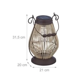 Solarlampe In Natur/ Braun - (B)21 X (H)31,5 X (T)20 Cm -Relaxdays relaxdays solarlampe in natur braun b 21 x h 31 5 x t 20 cm 3